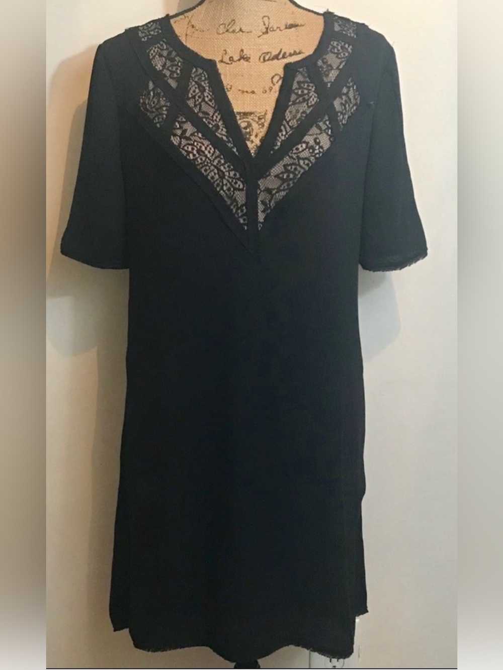 BCBGMaxAzria Black Dress with Lace Trim